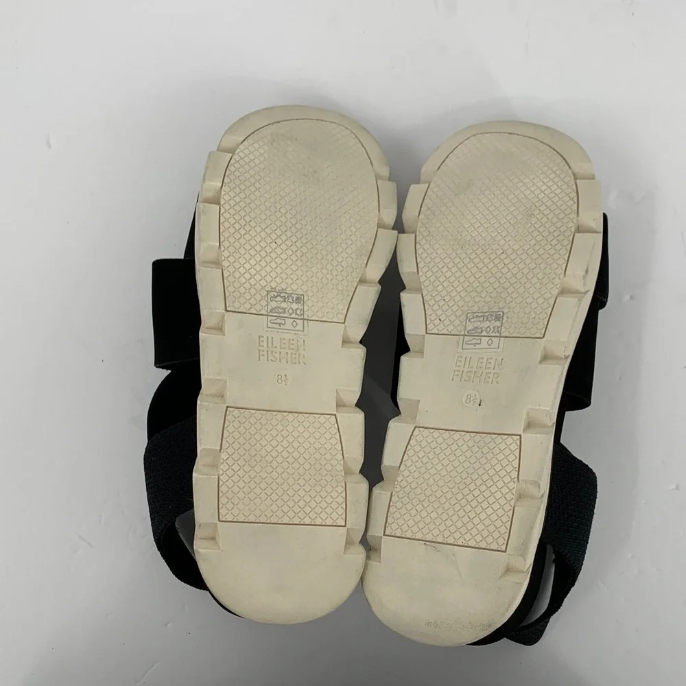Eileen Fisher Chant platform wedge sandal black shoe leather strappy new 8.5